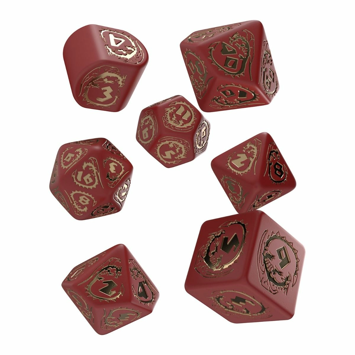Q Workshop : Dragons Modern Dice Set - Red and Gold